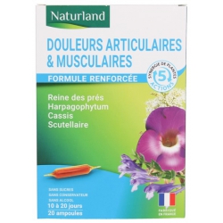Naturland confort articulaire Harpagophytum Cassis Reine des Prés Scutelllaire Bio ampoules 20x10ml  Complément alimentaire Les 