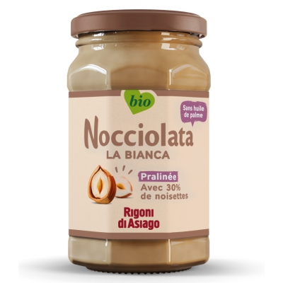 Rigoni Di Asiago Nocciolata La Bianca Pralinée Pâte à tartiner aux noisettes 325gr produit alimentaire pour Goûter et Confiserie