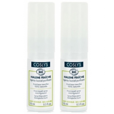 Coslys Lot de 2 Spray Haleine Fraiche à la menthe 15ml  produit de soins bucco-dentaires Les Copines Bio