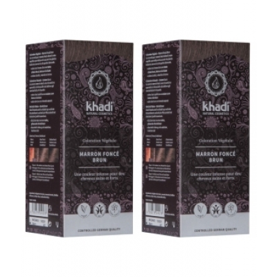 Khadi Lot de 2 coloration végétale Marron Foncé Brun 100gr  produit de soin capillaire Les Copines Bio
