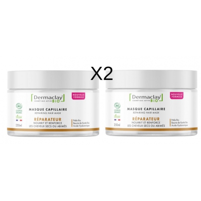 Dermaclay  Lot de 2 masque capillaire réparateur 2 x 250ml produit de soin capillaire Les Copines Bio