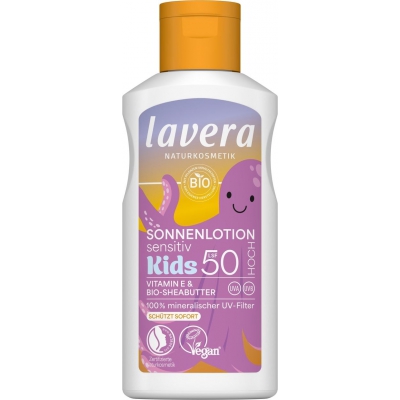 Lavera Lotion solaire sensitive Kids SPF 50 plus  100ml produit de soin solaire Visage et Corps Les Copines Bio