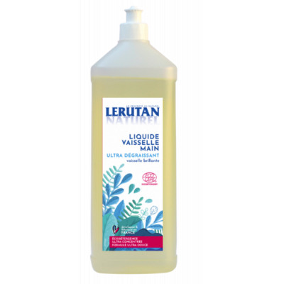 Lerutan Liquide vaisselle Ultra-concentrée Ultra-dégraissant Citron 1L Nature et progrès Les copines bio