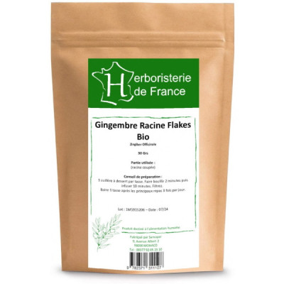 Tisane Gingembre racine BIO 30 gr Herboristerie de paris digestion tonus vitalité Les copines bio