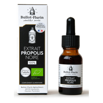 Ballot Flurin Extrait Liquide de Propolis noire 15 ml puissante et concentrée Les copines bio
