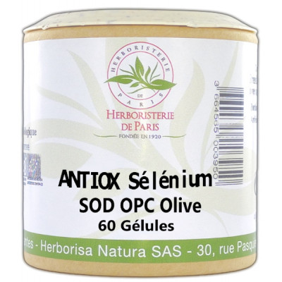 Herboristerie de paris Antiox Selenium Spiruline SOD OPC Olivier 60 Gélules antioxydant cellulaire les copines bio