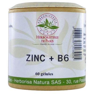 Herboristerie de Paris Zinc et Vitamine B6 60 gélules défenses naturelles immunité générale Les copines bio
