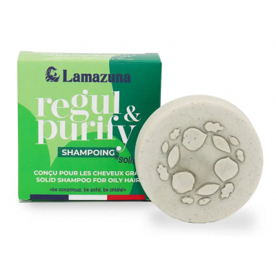 Lamazuna Shampoing solide Cheveux gras argile verte spiruline 70gr zero dechets 3 argiles purifiantes les copines bio