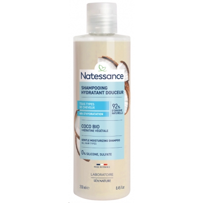 Natessance Shampooing extra doux usage fréquent coco et kératine végétale 250ml tous types de cheveux les copines bio