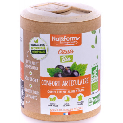 Nat et Form Cassis Bio 200 gélules confort articulaire et urinaire les copines bio