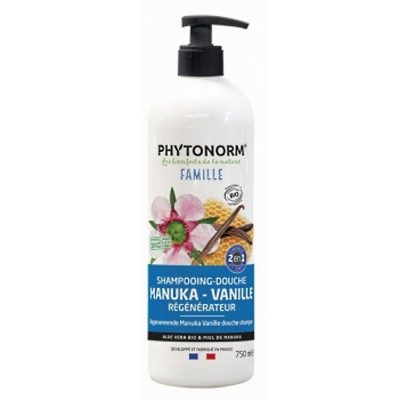 Phytonorm Shampooing douche régénérateur Aloé Miel de Manuka senteur Vanille 750ML shampoing familial Les copines bio