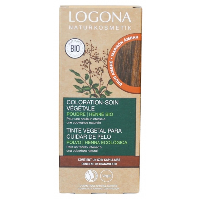 Logona Coloration soin végétale Brun ambré 100gr noisette cuivrée foncée coloration capillaire Les copines bio