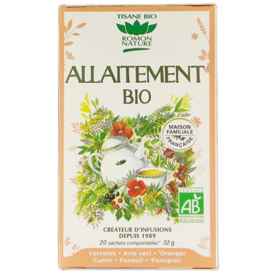Romon Nature Tisane Allaitement Bio 20 sachets aide la lactation des jeunes mamans les copines bio