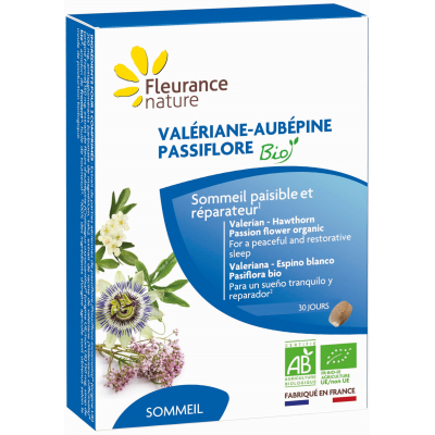 Fleurance nature Valériane Aubépine Passiflore Bio 60 comprimés sommeil relachement mental plénitude les copines bio