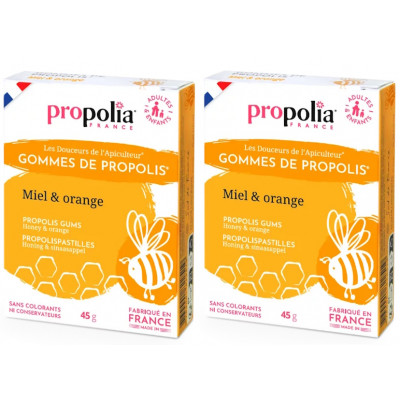 Propolia Gommes de Propolis Miel Orange lot de 2 boîtes extrait de propolis purifiée Les copines bio