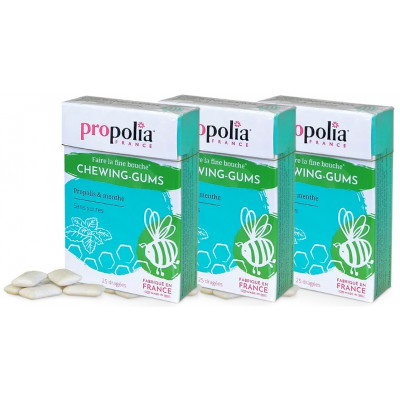 Propolia Chewing Gum Propolis, Menthe et Xylitol 3 boites produit de soins bucco-dentaires Les Copines Bio