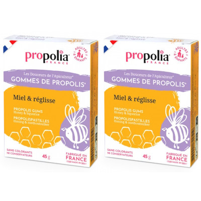 Propolia Gommes de Propolis Miel Réglisse lot de 2 boîtes complément alimentaire Les Copines Bio