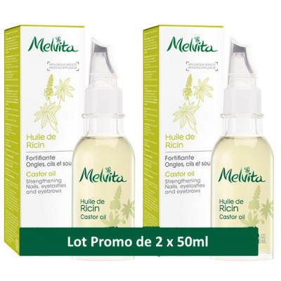 Melvita Duo Huile de Ricin bio 2X50 ml ongles et cheveux cassants et ternes les copines bio