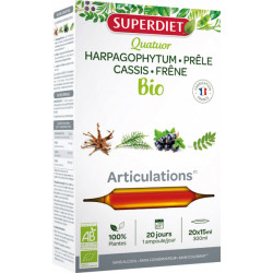 Superdiet Quatuor Articulations bio 20 ampoules de 10ml harpagophytum prêle Les copines bio