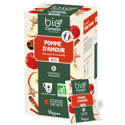 Bio Conseils Infusion Pomme d'Amour Bio camomille matricaire 20 sachets cannelle pomme matricaire Les copines bio