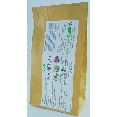 Espritphyto Griffonia simplicifolia 320mg 200 gélules modèle Recharge aide l'activité cérébrale Les copines bio