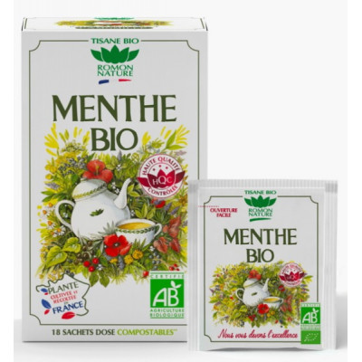 Romon Nature Tisane Menthe bio 18 sachets mentha piperita Les copines bio