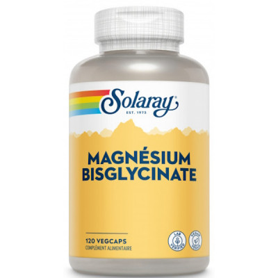 Solaray Bisglycinate de Magnésium 120 gélules anti fatigue et surmenage les copines bio