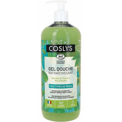Coslys Gel douche rafraîchissant Menthe Chanvre 1 Litre tous types de peau aloe vera Les copines bio