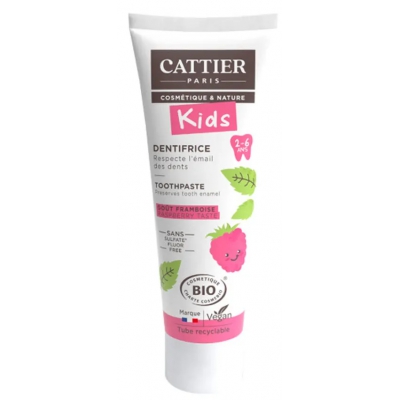 Cattier Dentifrice 2-6 ans Goût Framboise 50ml dentifrice bio les copines bio