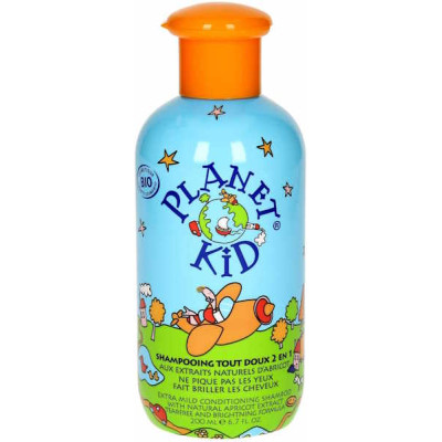 Planet Kid Shampoing Tout Doux 2 en 1 à l'Abricot 200ml shampooing bio ne pique pas les yeux les copines bio 
