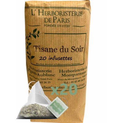 Herboristerie de Paris Tisane du Soir 20 infusettes concentrées de 2gr tisane sommeil les copines bio