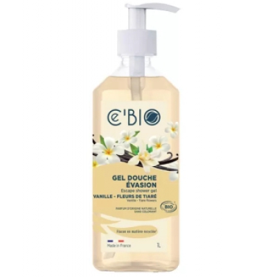Cé'Bio Gel douche Evasion Vanille et Fleurs de Tiaré 1 Litre parfum incitant au voyage les copines bio