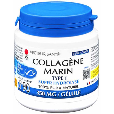 Vecteur santé Collagène Marin de type 1 - 90 gélules 1050mg de collagène par jour les copines bio