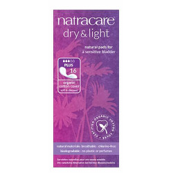 Natracare Serviettes incontinence légère Dry and Light Plus x16 protection contre les fuites urinaires les copines bio