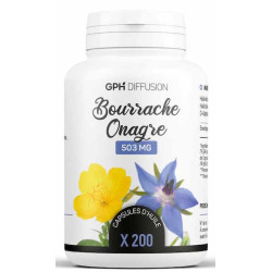 GPH Diffusion Bourrache Onagre Ecocert bio 503mg 200 capsules acide gamma linolénique Les copines bio