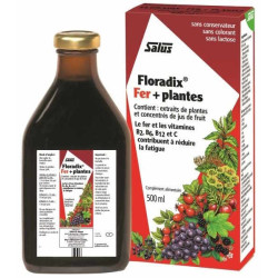 Salus Floradix Fer et Plantes 500 ml fer vitamine B12 antifatigue Les copines bio