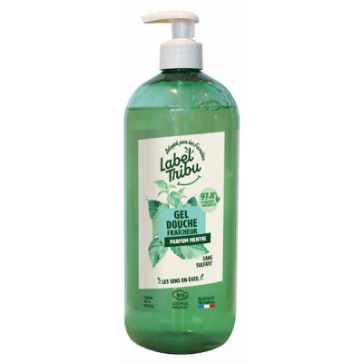 Label Tribu Gel douche fraîcheur 1 Litre base lavante issue du sucre et de la coco Les copines bio