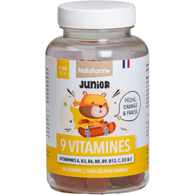 Nat et Form 9 Vitamines Junior+ 60 oursons croissance les copines bio