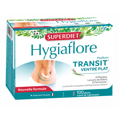 Super Diet Hygiaflore transit 100 gélules ventre plat psyllium indien plantago ovata Les copines bio